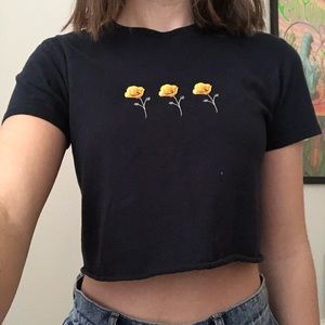 Navy brandy flower top